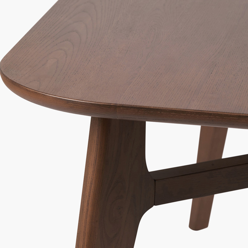 Elias Dark Ash Wood Retro Rectangle Dining Set with 6 Chairs